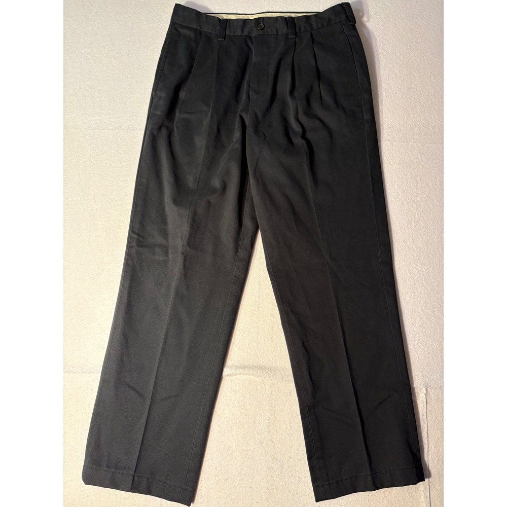Brooks Brothers 12H Black Pleated Chinos Cotton Twill Dress Pants Trousers